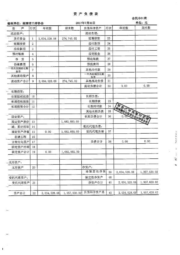 湖南省口岸协会资产清查专项审计报告